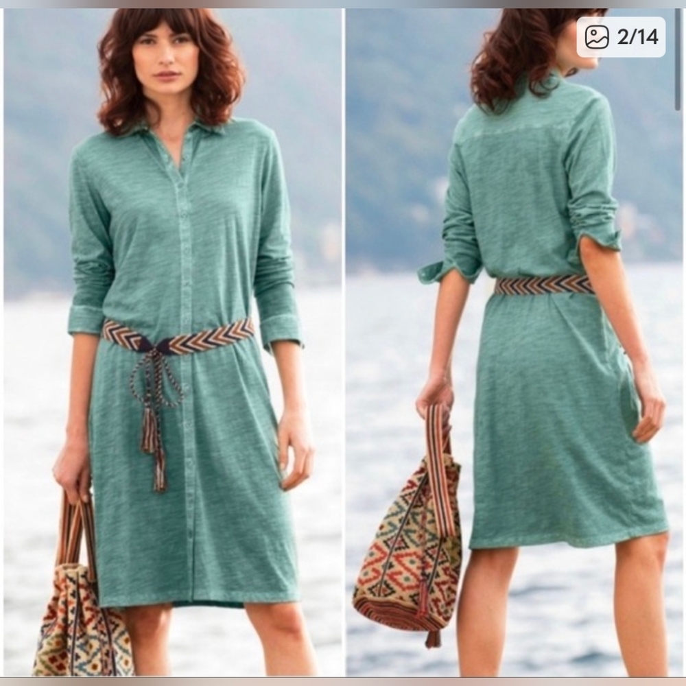 New Peruvian Connection VerdigrisL Lagos Shirt Dress Coastal Contemporary